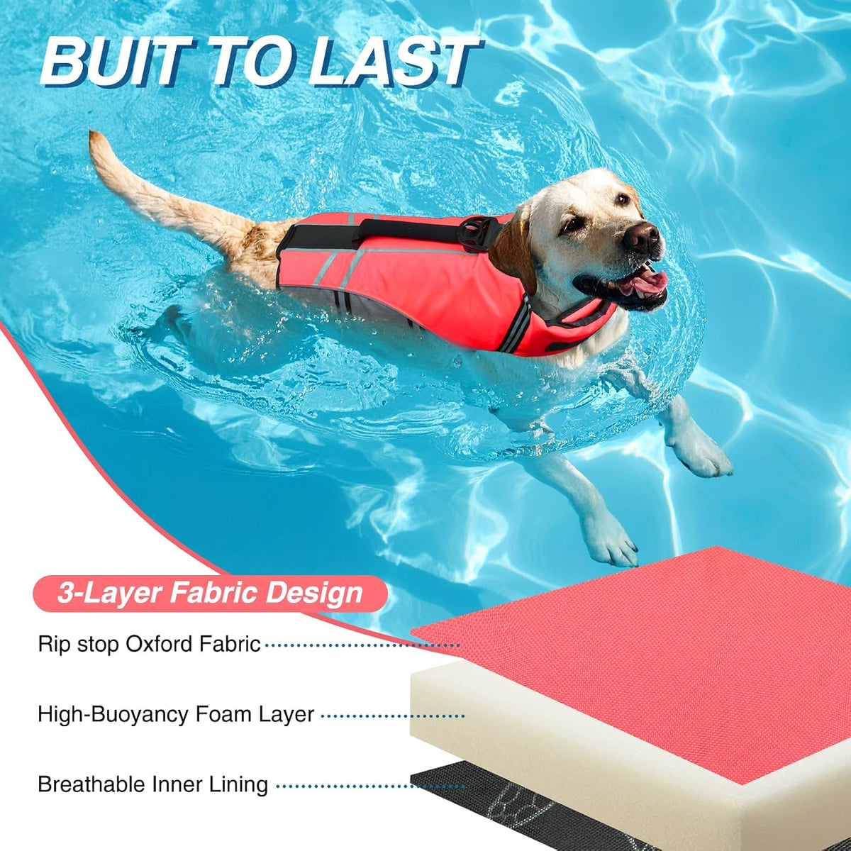 Dog Life Vest Sports Style Dog Swim Vest, S, Blue