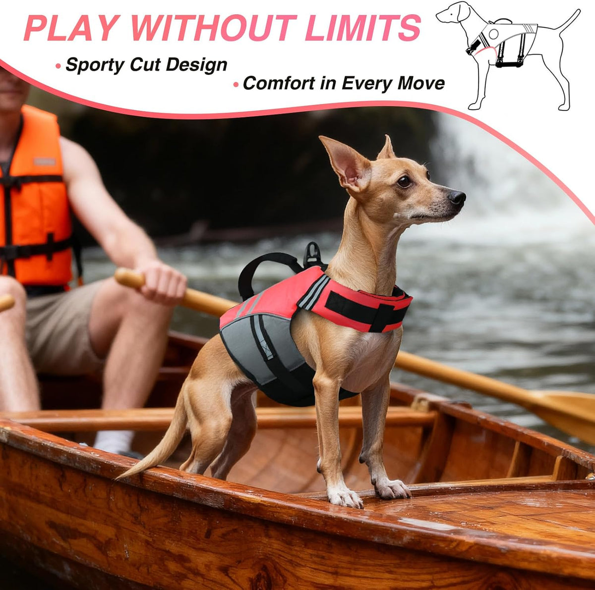 Dog Life Vest Sports Style Dog Swim Vest, S, Blue