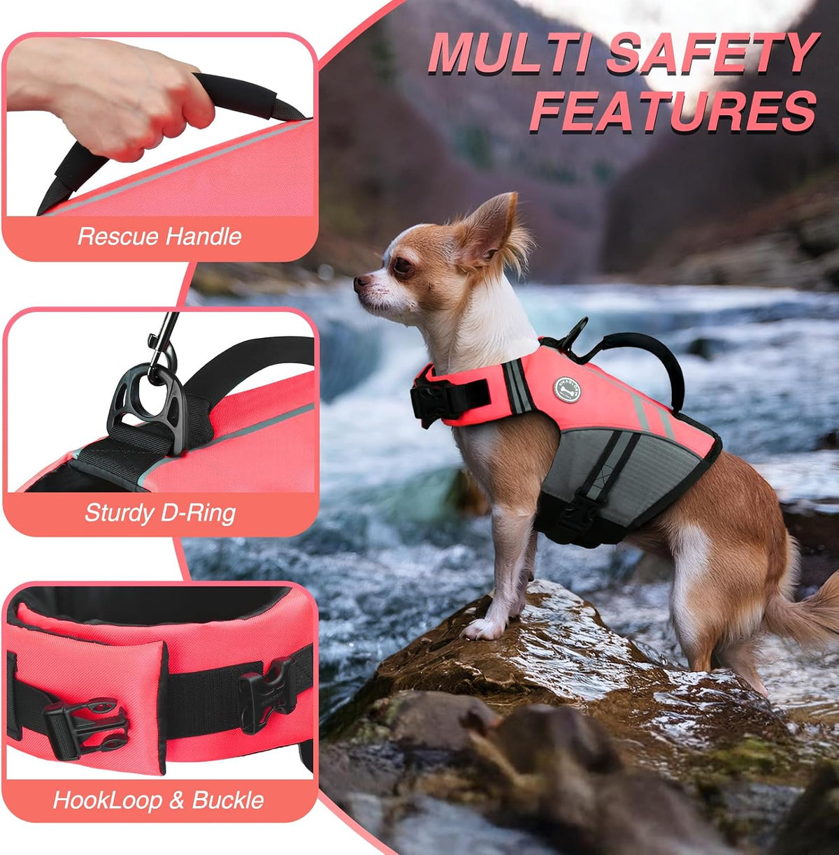 Dog Life Vest Sports Style Dog Swim Vest, S, Blue