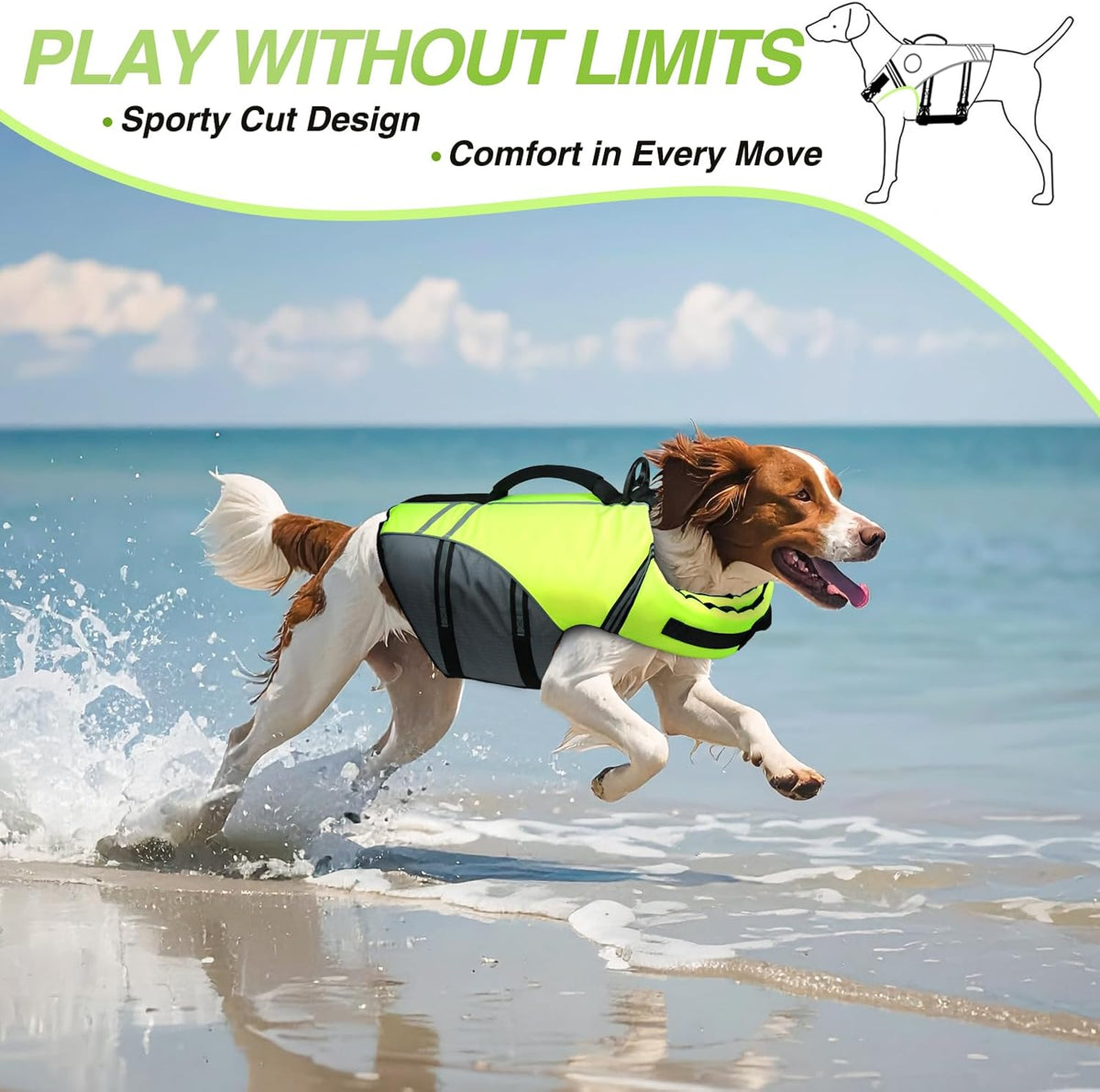 Dog Life Vest Sports Style Dog Swim Vest, S, Blue
