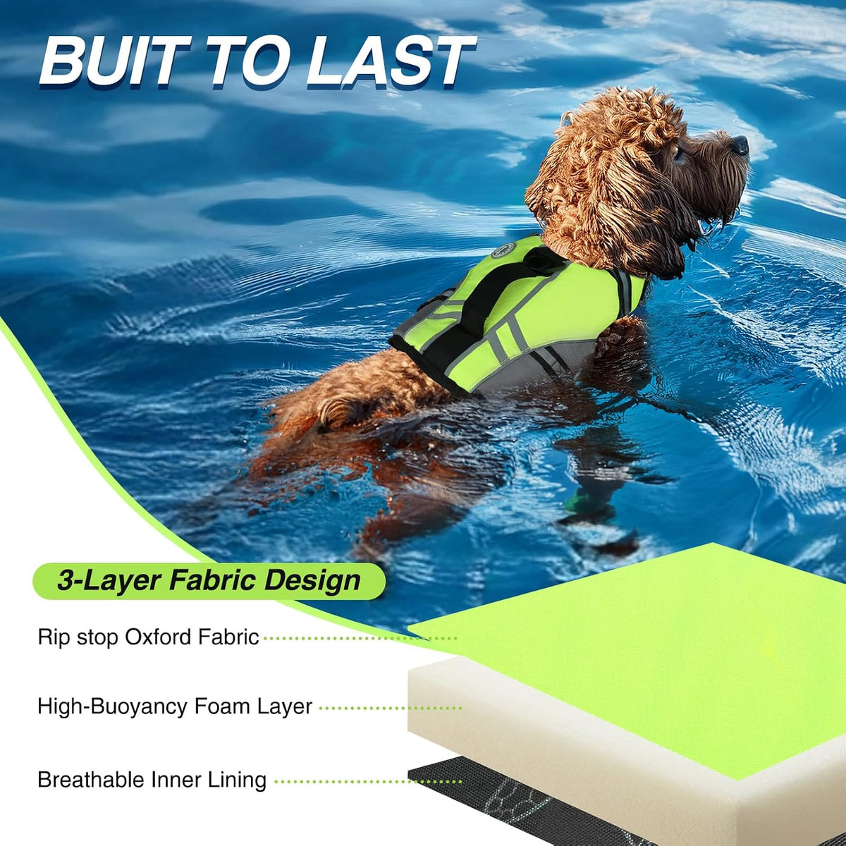 Dog Life Vest Sports Style Dog Swim Vest, S, Blue