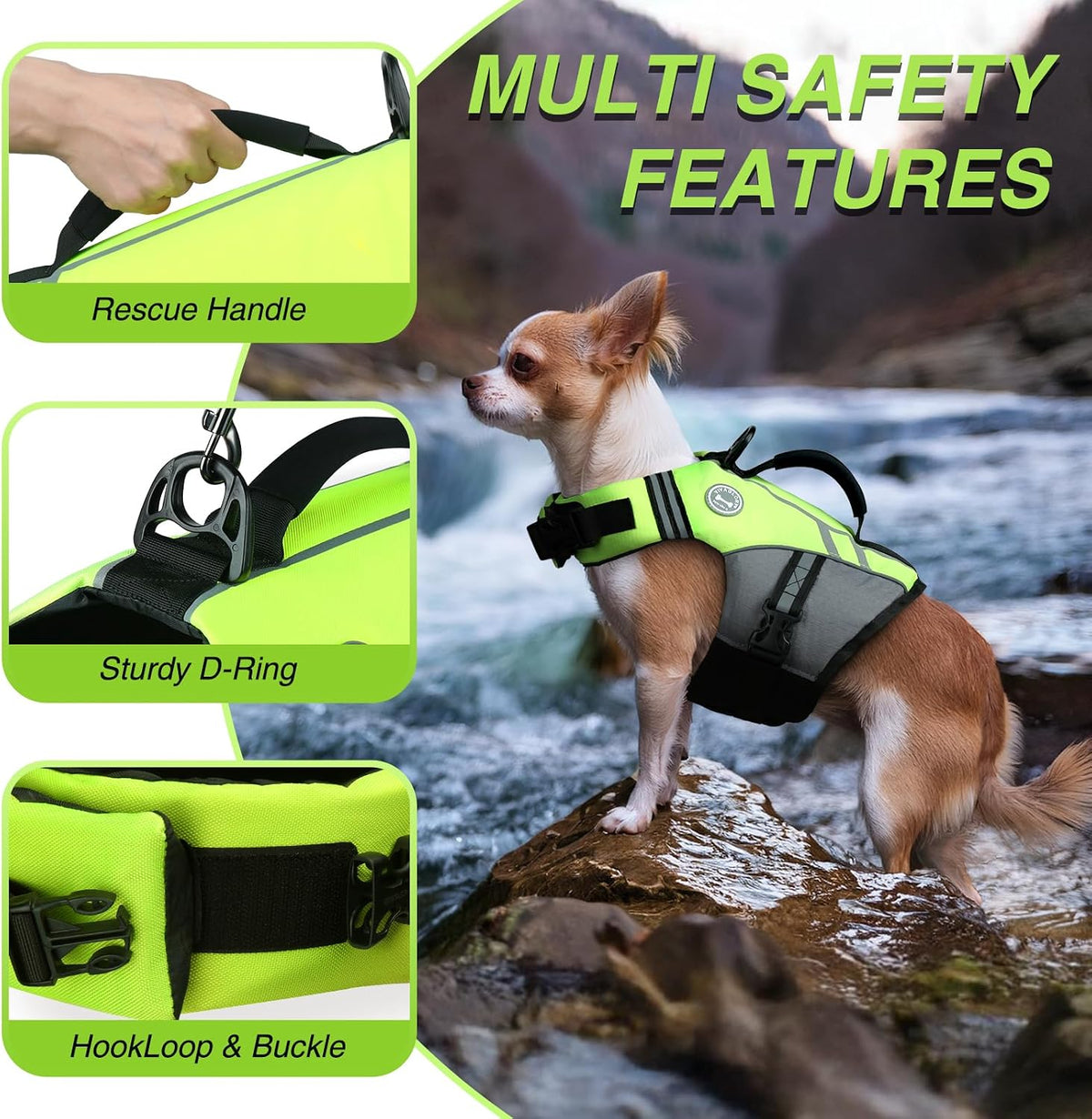 Dog Life Vest Sports Style Dog Swim Vest, S, Blue