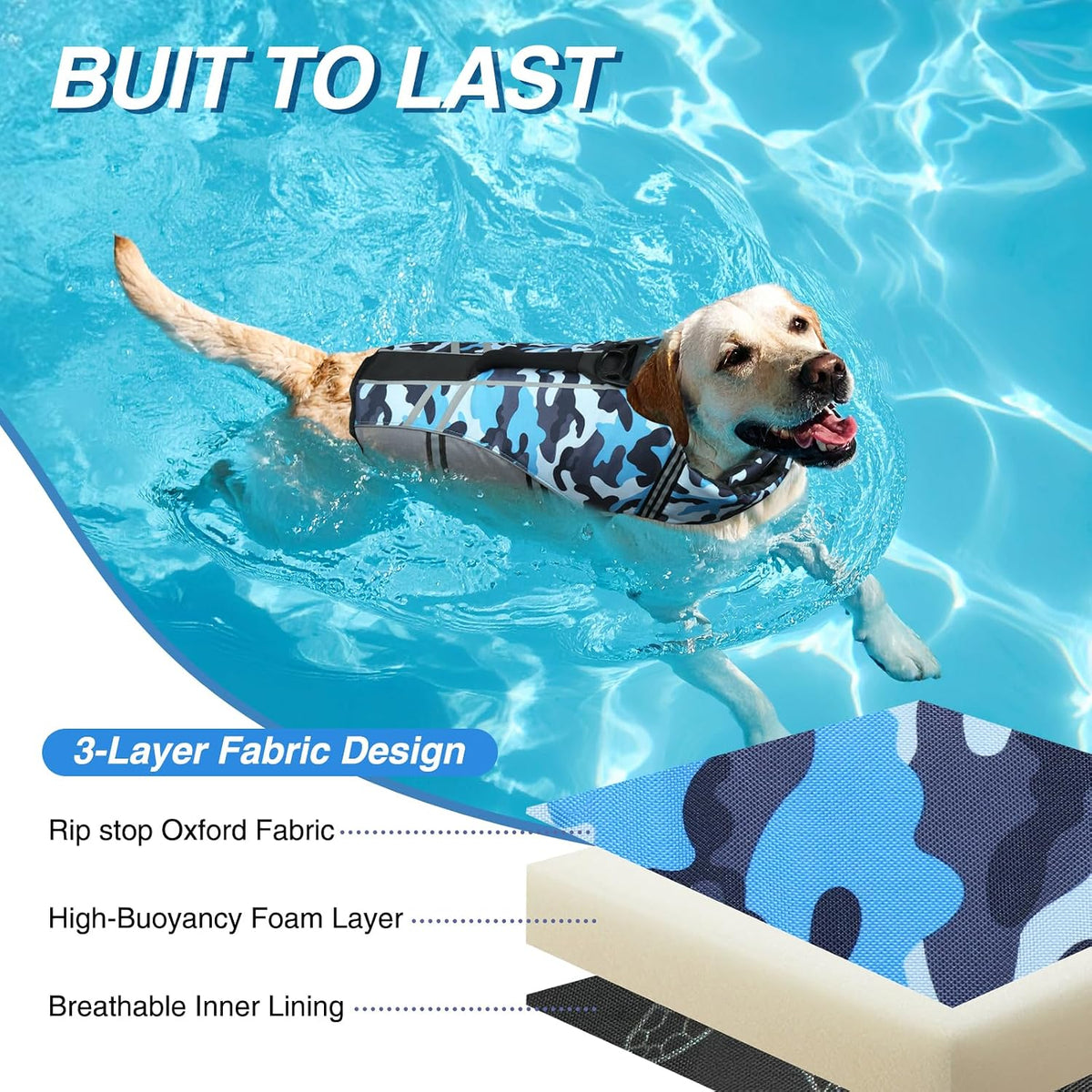 Dog Life Vest Sports Style Dog Swim Vest, S, Blue