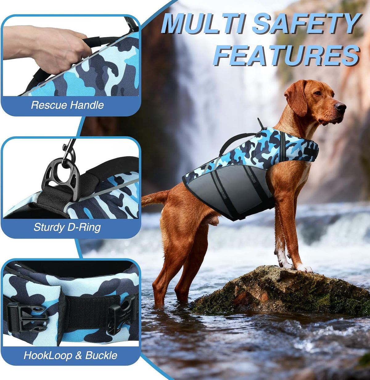 Dog Life Vest Sports Style Dog Swim Vest, S, Blue