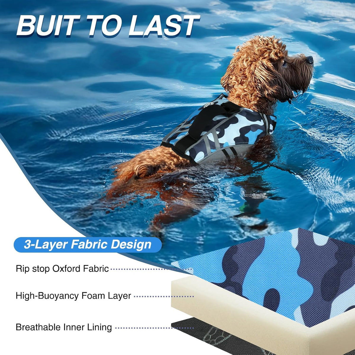 Dog Life Vest Sports Style Dog Swim Vest, S, Blue
