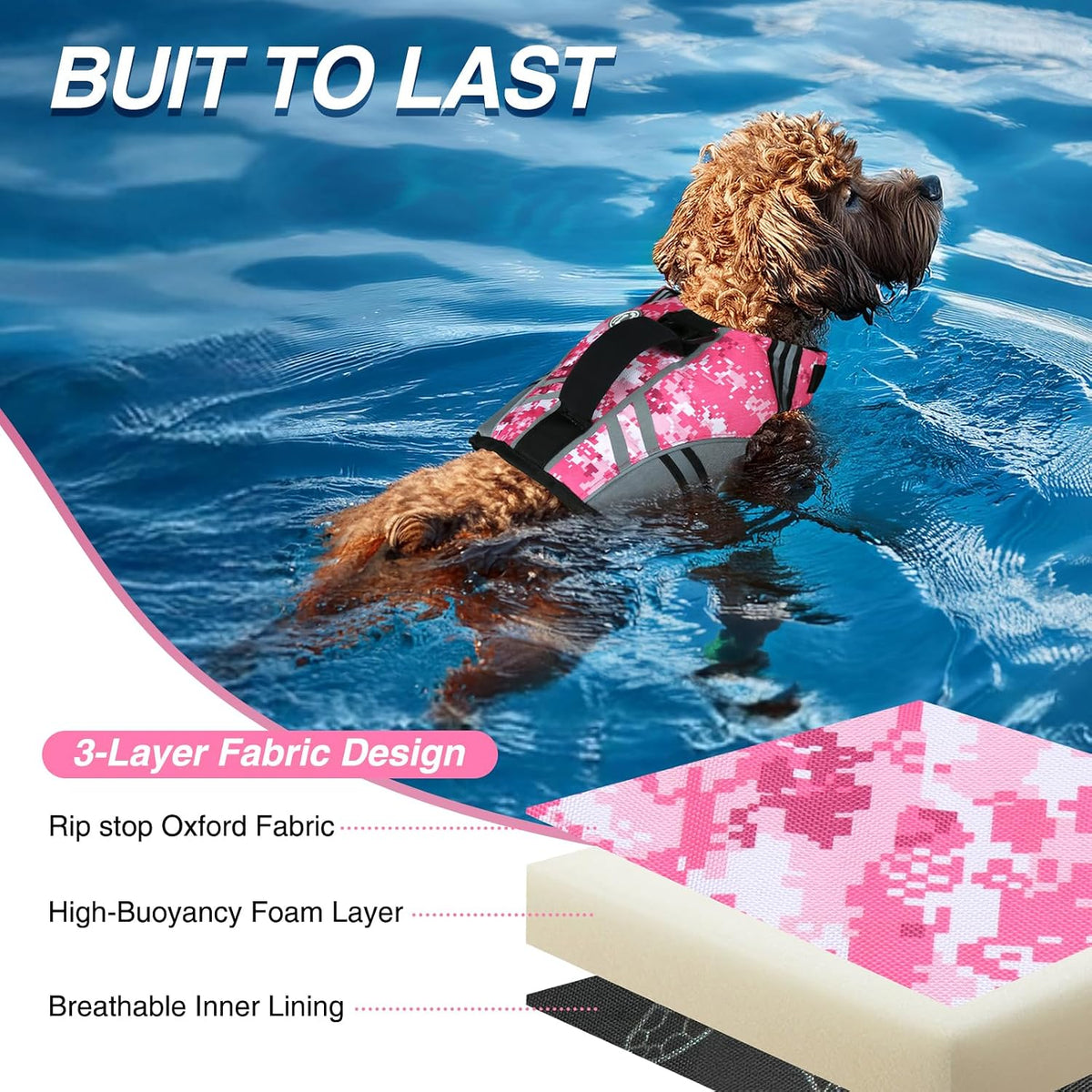 Dog Life Vest Sports Style Dog Swim Vest, S, Blue