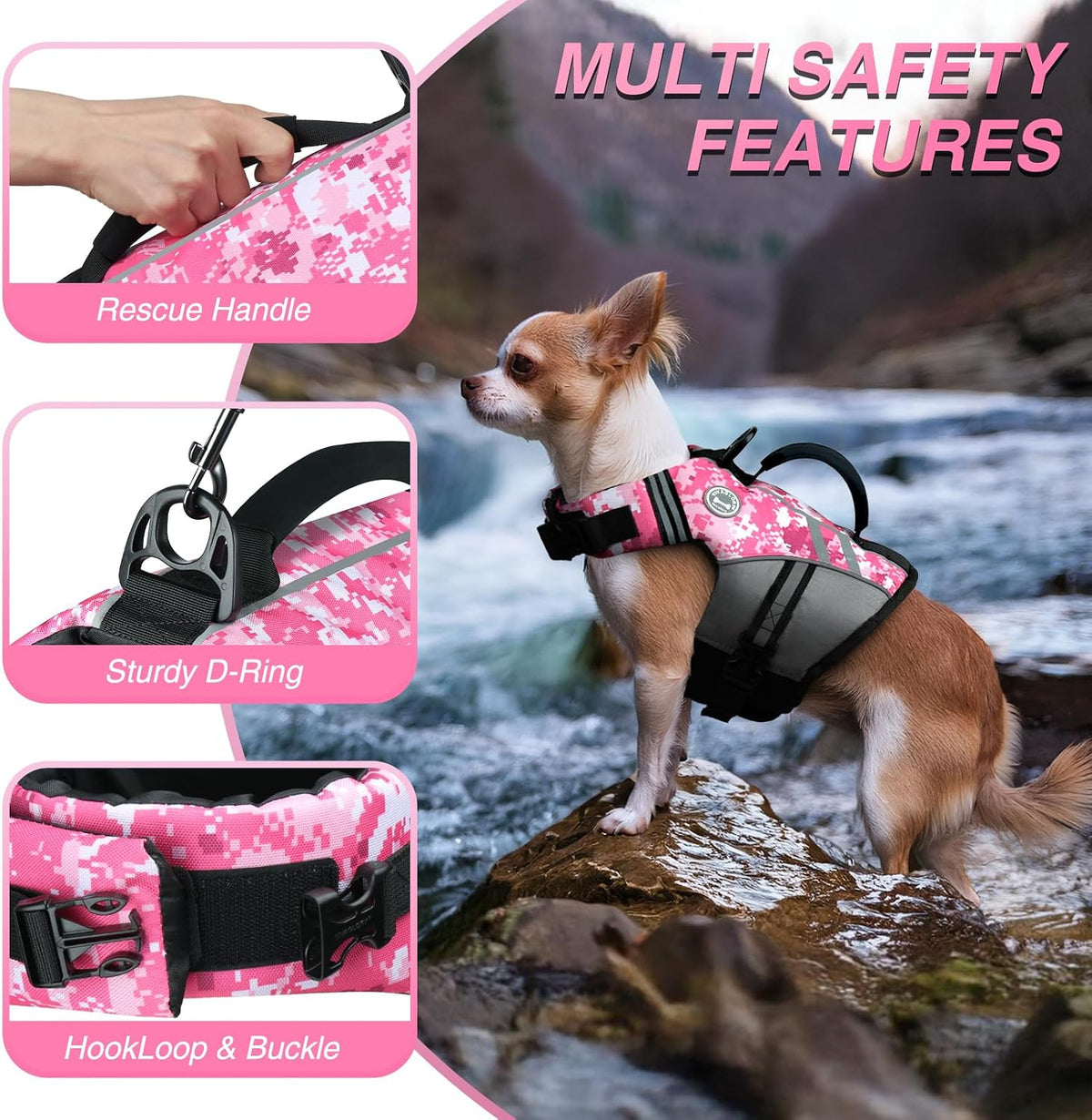 Dog Life Vest Sports Style Dog Swim Vest, S, Blue