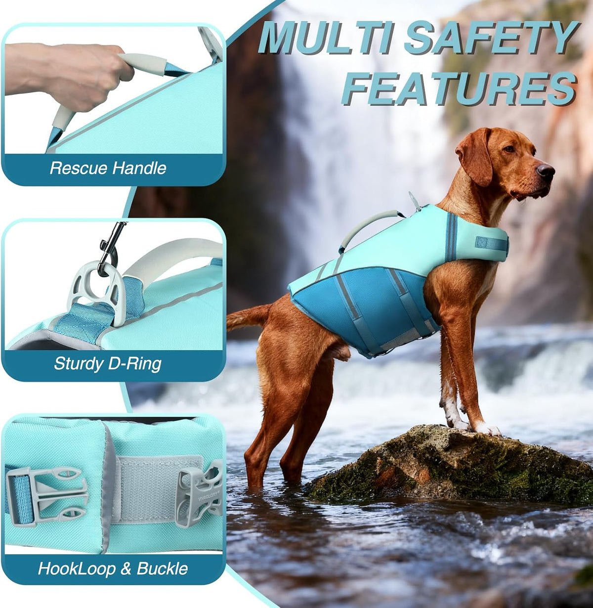 Dog Life Vest Sports Style Dog Swim Vest, S, Blue