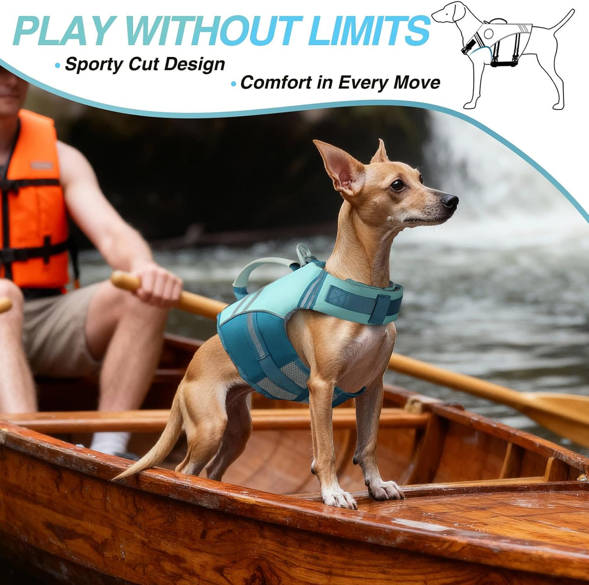 Dog Life Vest Sports Style Dog Swim Vest, S, Blue