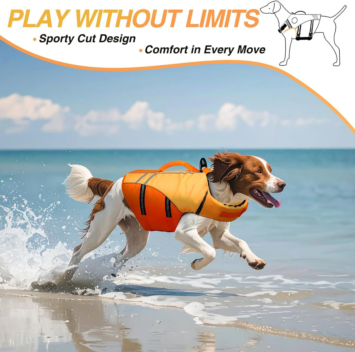 Dog Life Vest Sports Style Dog Swim Vest, S, Blue