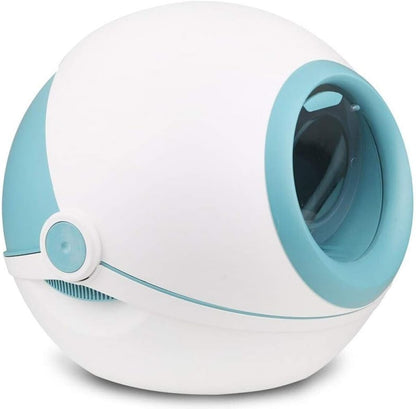 Dog Potty Training Toilet ﻿ Spherical Litter Box Fully Enclosed Extra Large Cat Toilet Automatic Sand Basin Space Pet Supplies(Blue)