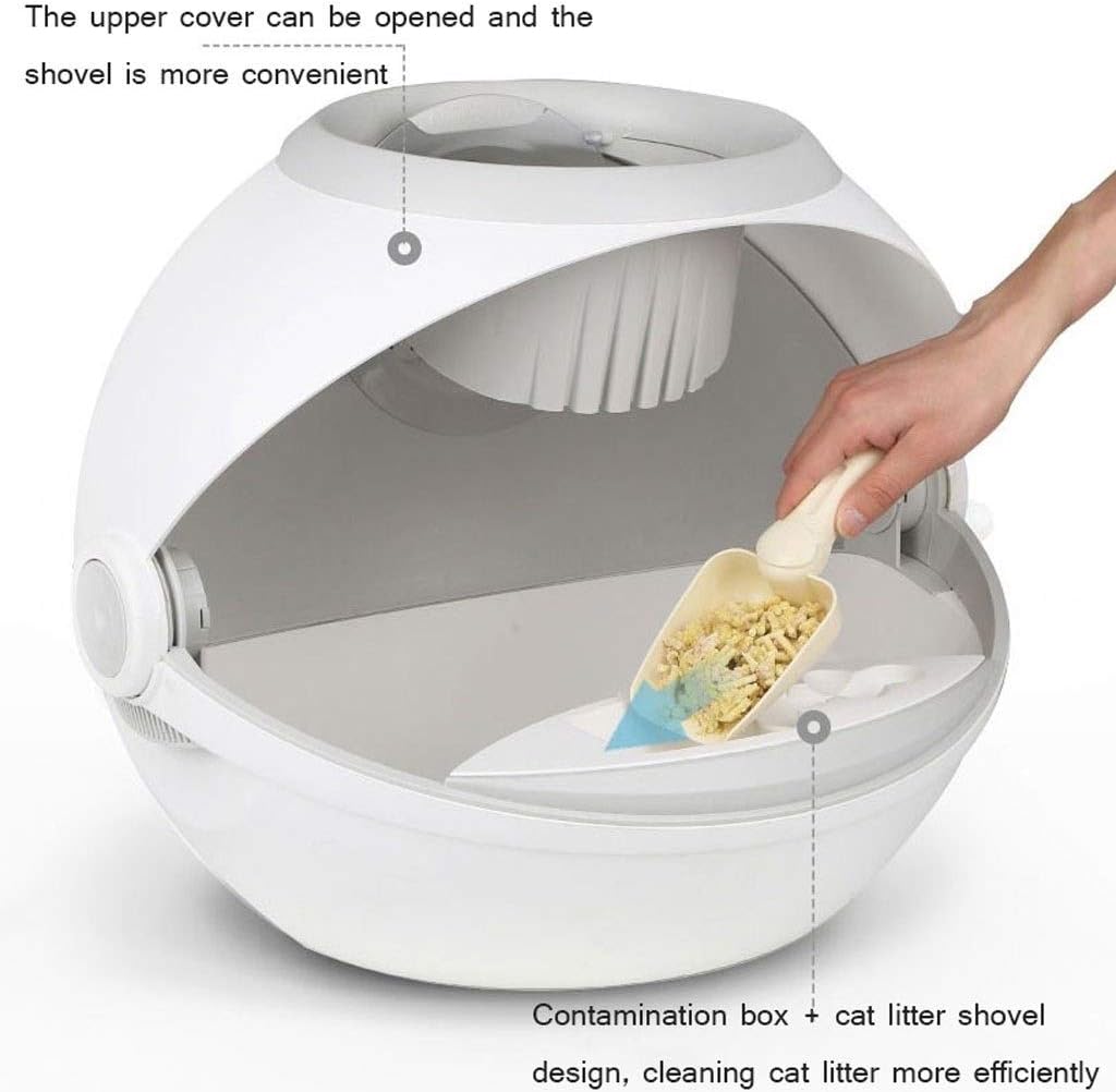 Dog Potty Training Toilet ﻿ Spherical Litter Box Fully Enclosed Extra Large Cat Toilet Automatic Sand Basin Space Pet Supplies(Blue)