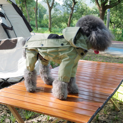 Waterproof Dog Raincoat with Removable Hood – Outdoor Full Body Dog Jacket, Windproof Snowproof Shell Suit – All Season Pet Rain Gear Sage Green L