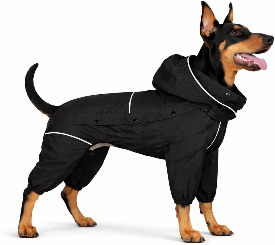 Waterproof Dog Raincoat with Removable Hood – Outdoor Full Body Dog Jacket, Windproof Snowproof Shell Suit – All Season Pet Rain Gear Sage Green L
