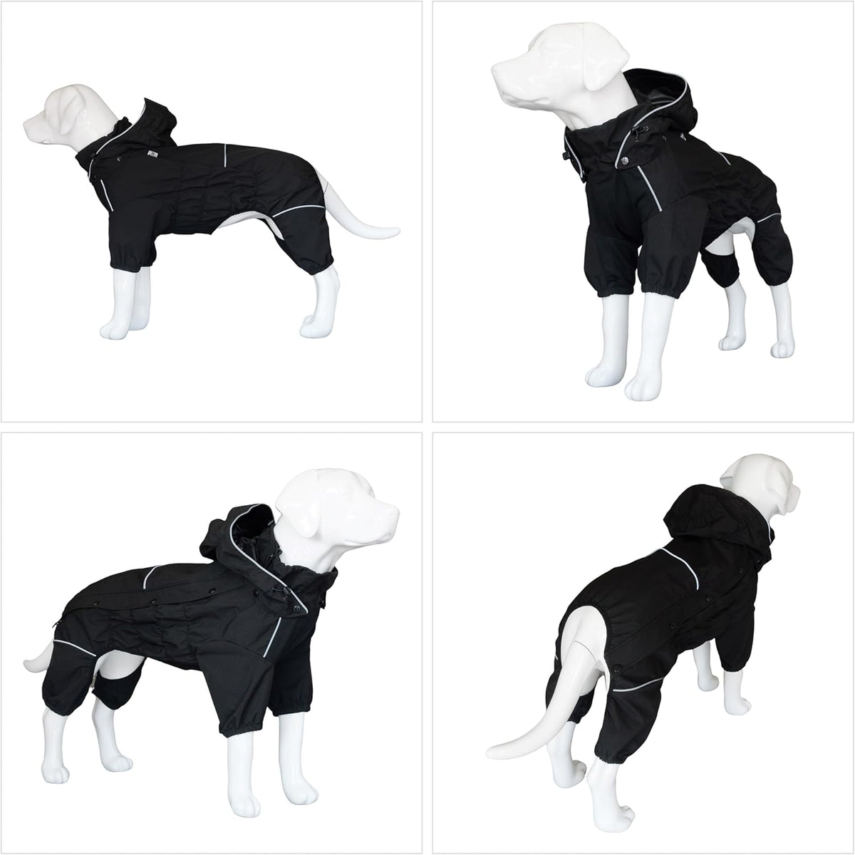 Waterproof Dog Raincoat with Removable Hood – Outdoor Full Body Dog Jacket, Windproof Snowproof Shell Suit – All Season Pet Rain Gear Sage Green L