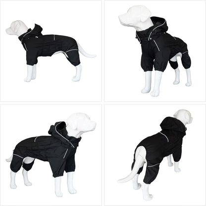 Waterproof Dog Raincoat with Removable Hood – Outdoor Full Body Dog Jacket, Windproof Snowproof Shell Suit – All Season Pet Rain Gear Sage Green L
