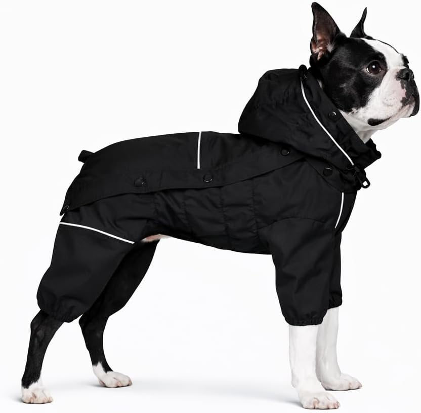 Waterproof Dog Raincoat with Removable Hood – Outdoor Full Body Dog Jacket, Windproof Snowproof Shell Suit – All Season Pet Rain Gear Sage Green L