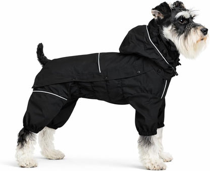 Waterproof Dog Raincoat with Removable Hood – Outdoor Full Body Dog Jacket, Windproof Snowproof Shell Suit – All Season Pet Rain Gear Sage Green L