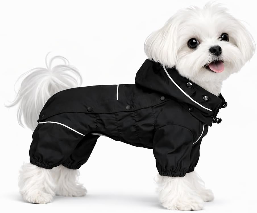 Waterproof Dog Raincoat with Removable Hood – Outdoor Full Body Dog Jacket, Windproof Snowproof Shell Suit – All Season Pet Rain Gear Sage Green L