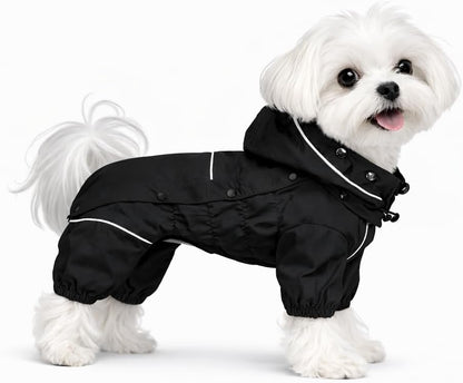 Waterproof Dog Raincoat with Removable Hood – Outdoor Full Body Dog Jacket, Windproof Snowproof Shell Suit – All Season Pet Rain Gear Sage Green L