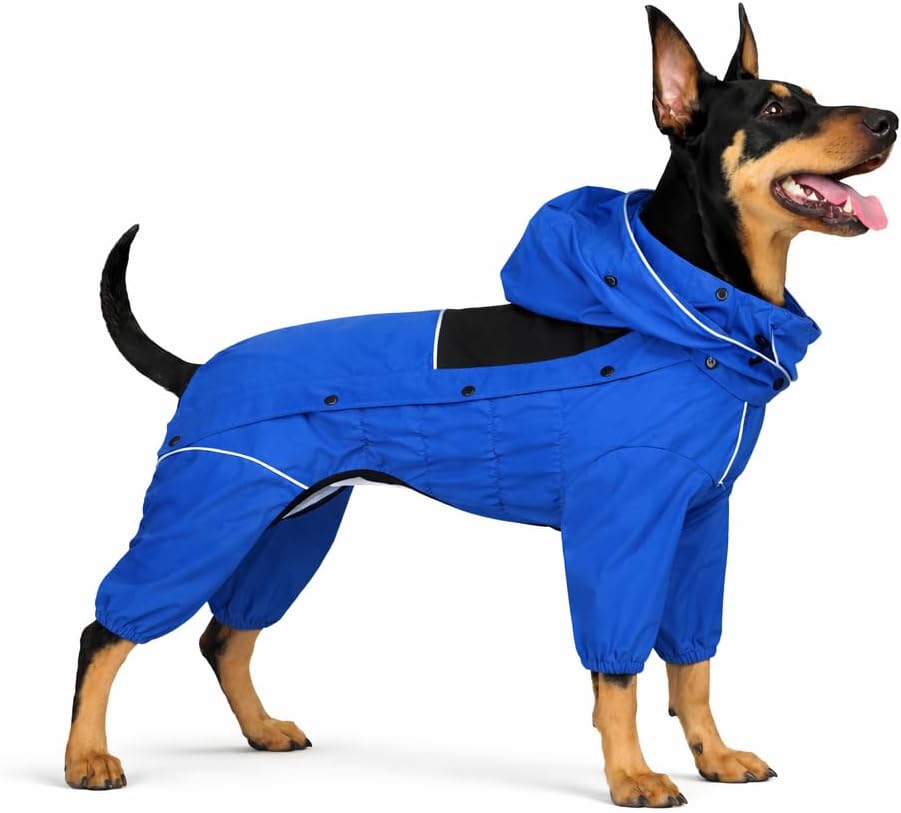 Waterproof Dog Raincoat with Removable Hood – Outdoor Full Body Dog Jacket, Windproof Snowproof Shell Suit – All Season Pet Rain Gear Sage Green L