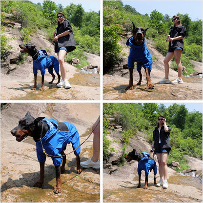 Waterproof Dog Raincoat with Removable Hood – Outdoor Full Body Dog Jacket, Windproof Snowproof Shell Suit – All Season Pet Rain Gear Sage Green L