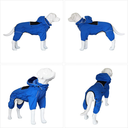 Waterproof Dog Raincoat with Removable Hood – Outdoor Full Body Dog Jacket, Windproof Snowproof Shell Suit – All Season Pet Rain Gear Sage Green L