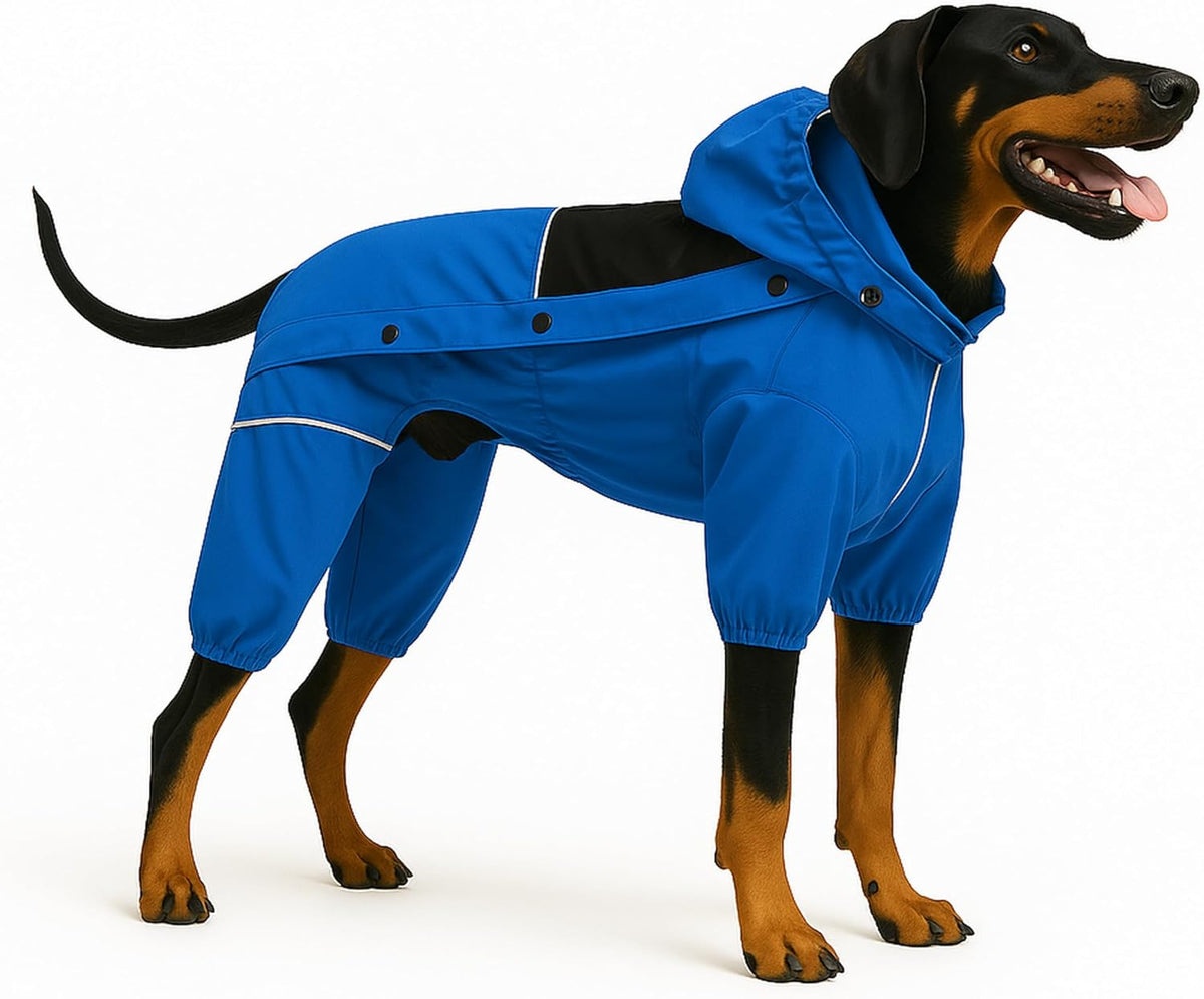 Waterproof Dog Raincoat with Removable Hood – Outdoor Full Body Dog Jacket, Windproof Snowproof Shell Suit – All Season Pet Rain Gear Sage Green L