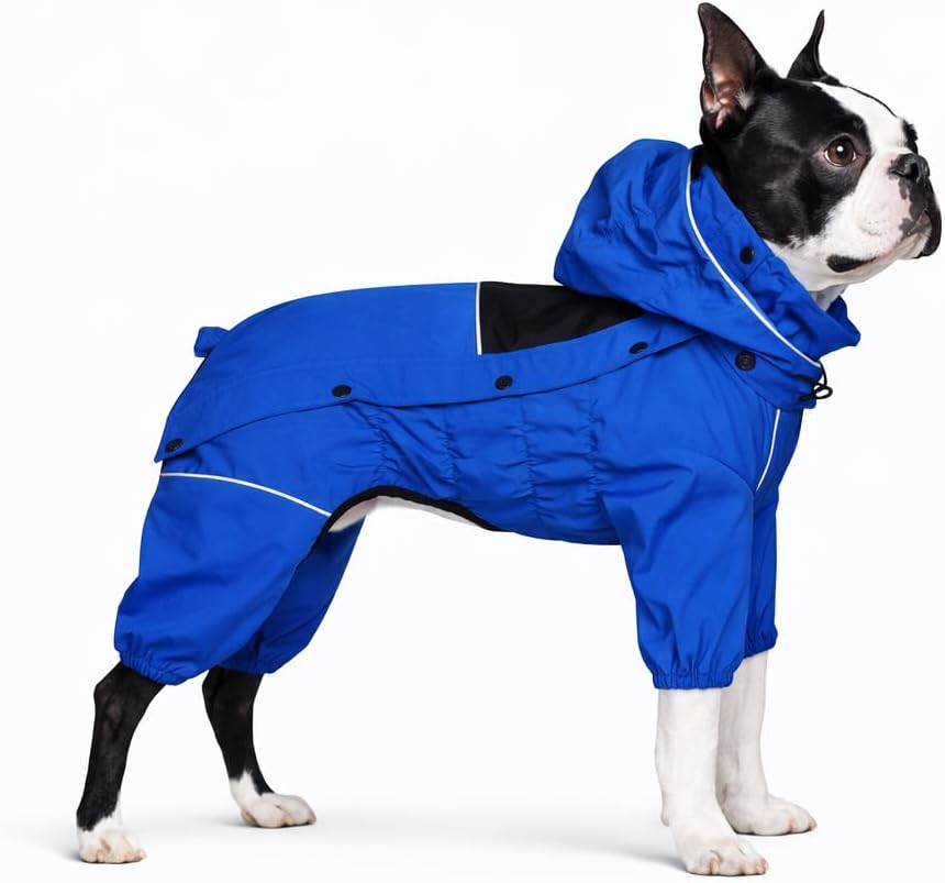 Waterproof Dog Raincoat with Removable Hood – Outdoor Full Body Dog Jacket, Windproof Snowproof Shell Suit – All Season Pet Rain Gear Sage Green L