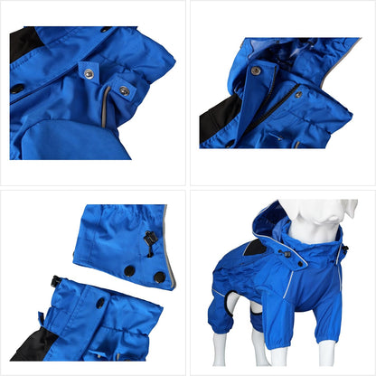 Waterproof Dog Raincoat with Removable Hood – Outdoor Full Body Dog Jacket, Windproof Snowproof Shell Suit – All Season Pet Rain Gear Sage Green L
