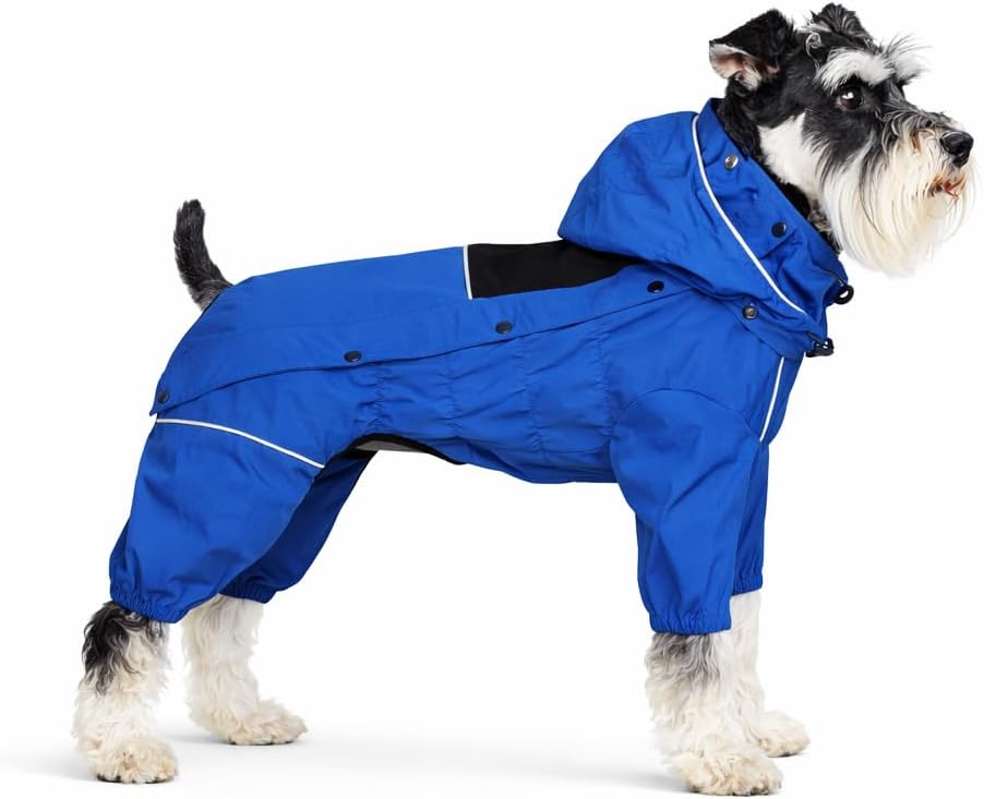 Waterproof Dog Raincoat with Removable Hood – Outdoor Full Body Dog Jacket, Windproof Snowproof Shell Suit – All Season Pet Rain Gear Sage Green L