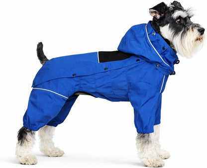 Waterproof Dog Raincoat with Removable Hood – Outdoor Full Body Dog Jacket, Windproof Snowproof Shell Suit – All Season Pet Rain Gear Sage Green L