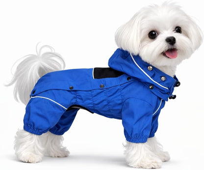 Waterproof Dog Raincoat with Removable Hood – Outdoor Full Body Dog Jacket, Windproof Snowproof Shell Suit – All Season Pet Rain Gear Sage Green L