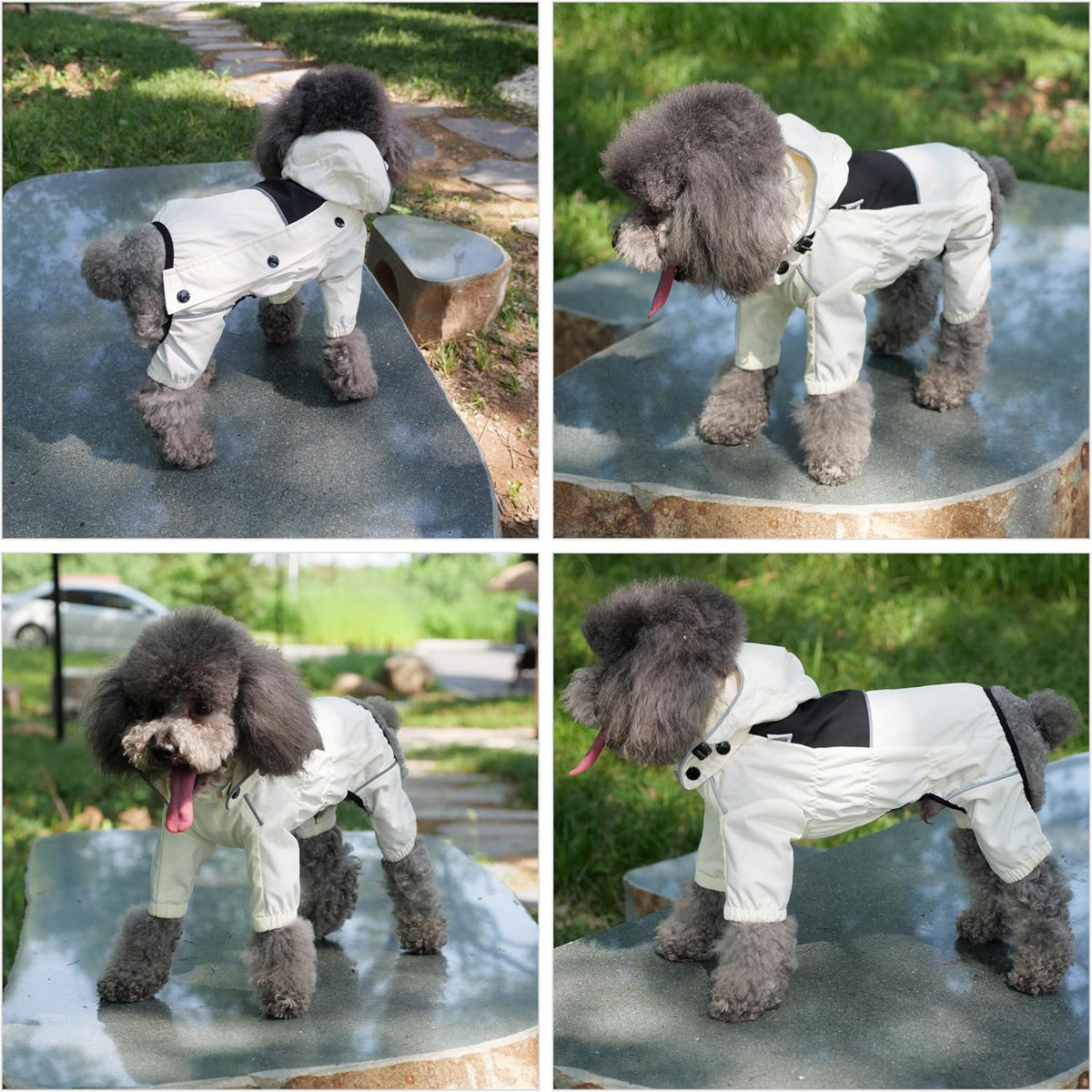Waterproof Dog Raincoat with Removable Hood – Outdoor Full Body Dog Jacket, Windproof Snowproof Shell Suit – All Season Pet Rain Gear Sage Green L