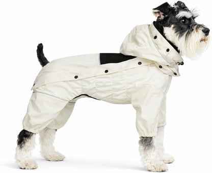 Waterproof Dog Raincoat with Removable Hood – Outdoor Full Body Dog Jacket, Windproof Snowproof Shell Suit – All Season Pet Rain Gear Sage Green L