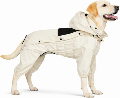 Waterproof Dog Raincoat with Removable Hood – Outdoor Full Body Dog Jacket, Windproof Snowproof Shell Suit – All Season Pet Rain Gear Sage Green L