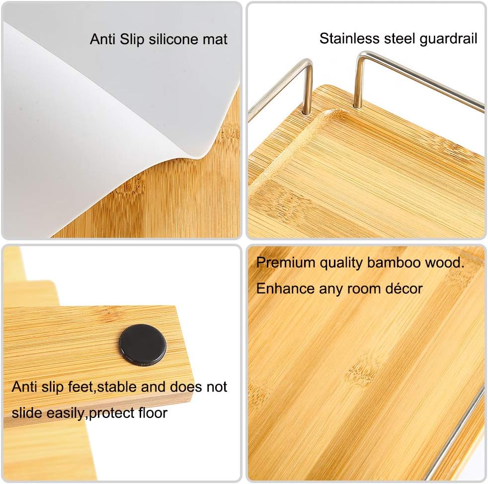 FOREYY Adjustable Raised Dog Bowls,Bamboo Elevated Feeder Stand with Non-Skid Feet for Food and Water,5 Level Wooden Pet Dining Table Comfort Feeding Station for Medium Large Big Dogs