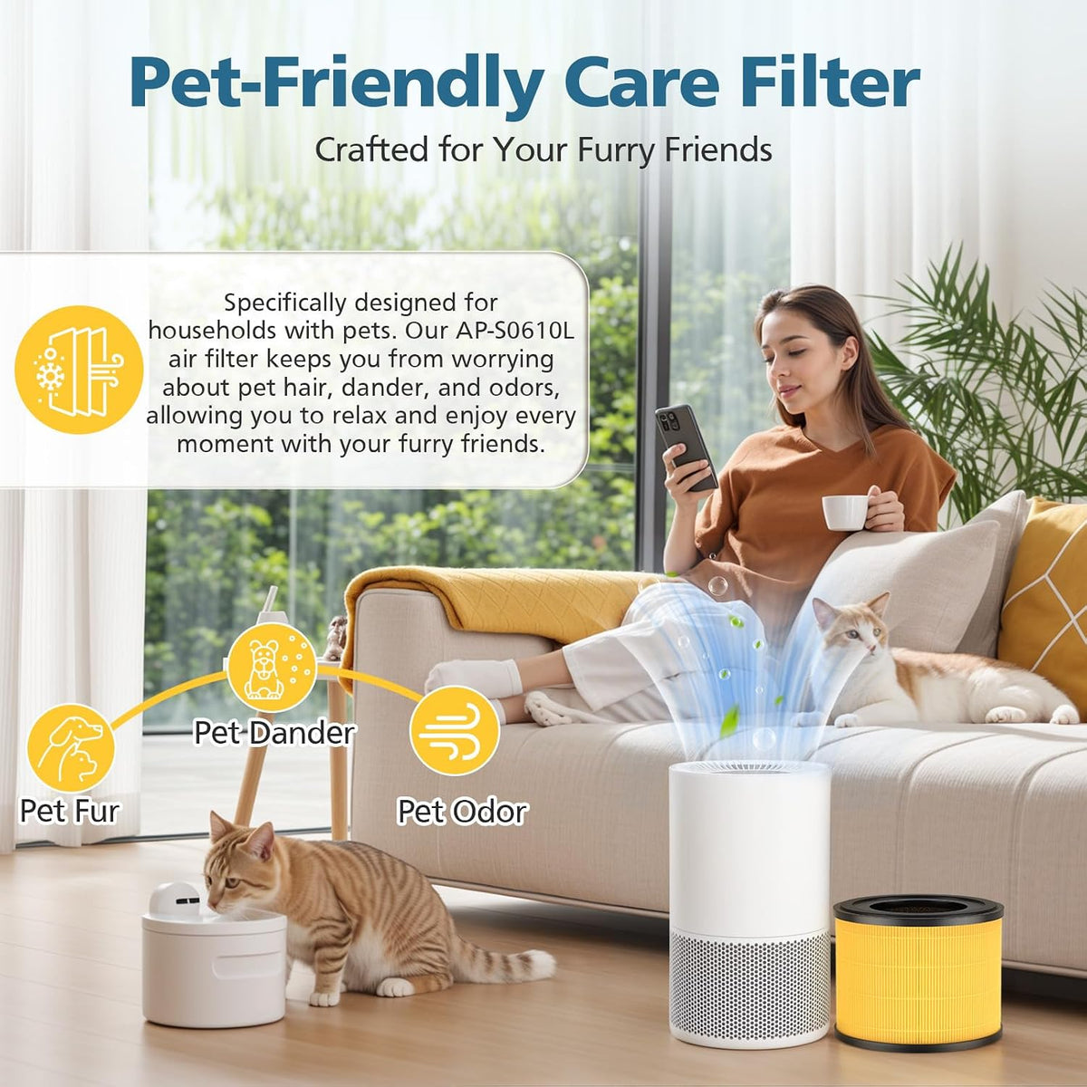 AP-S0610L Pet Care Replacement Filter for MOOKA AP-S0610L Air Purifier