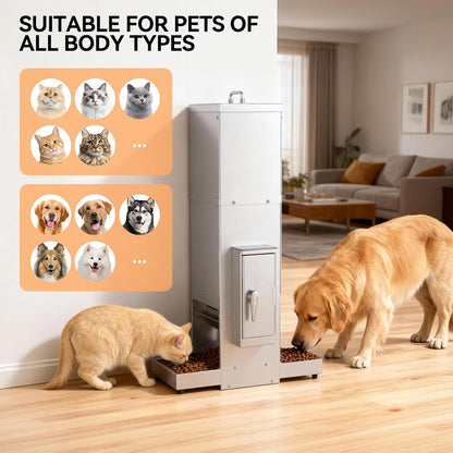 35L Automatic Dog Feeder for Two Large Dog or Cat Stainless Steel Pet Feeder with Timer,Feeding Schedule, Wall-Mountable, 2 Extra-Large Tray for Large Pet
