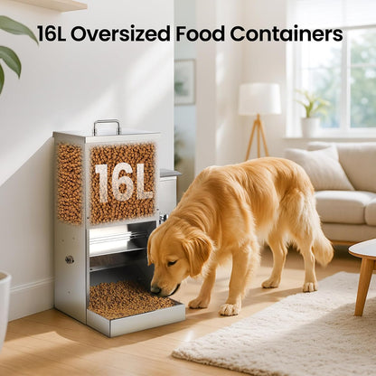 35L Automatic Dog Feeder for Two Large Dog or Cat Stainless Steel Pet Feeder with Timer,Feeding Schedule, Wall-Mountable, 2 Extra-Large Tray for Large Pet