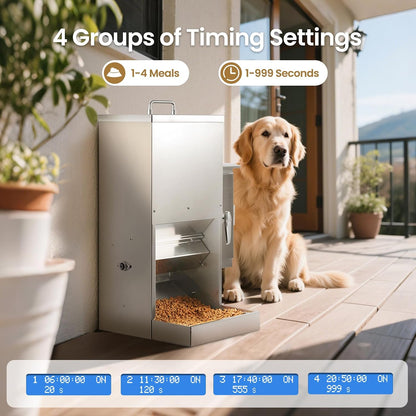 35L Automatic Dog Feeder for Two Large Dog or Cat Stainless Steel Pet Feeder with Timer,Feeding Schedule, Wall-Mountable, 2 Extra-Large Tray for Large Pet
