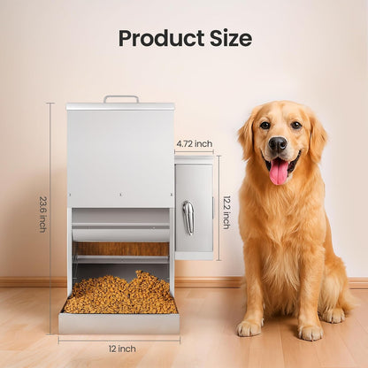 35L Automatic Dog Feeder for Two Large Dog or Cat Stainless Steel Pet Feeder with Timer,Feeding Schedule, Wall-Mountable, 2 Extra-Large Tray for Large Pet