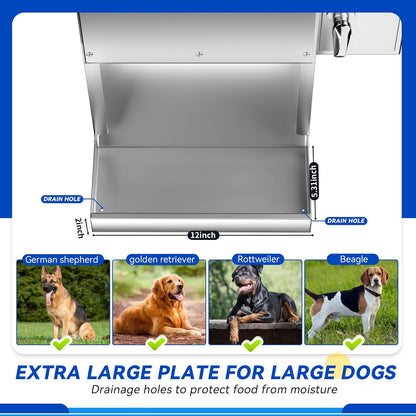 35L Automatic Dog Feeder for Two Large Dog or Cat Stainless Steel Pet Feeder with Timer,Feeding Schedule, Wall-Mountable, 2 Extra-Large Tray for Large Pet