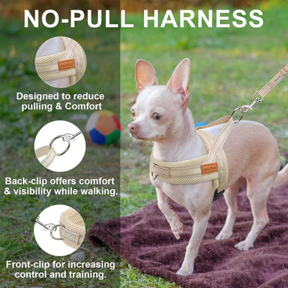 Dog Harness Medium Sized and Leash Set, No Pull Step in Pet Vest