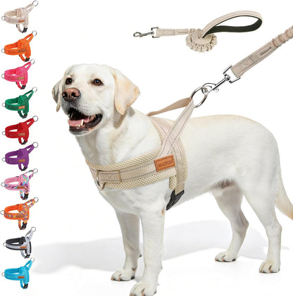 Dog Harness Medium Sized and Leash Set, No Pull Step in Pet Vest