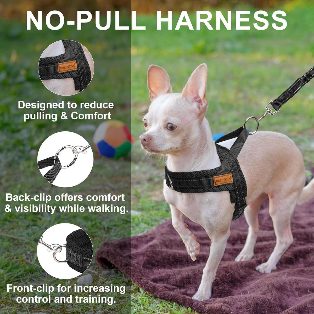 Dog Harness Medium Sized and Leash Set, No Pull Step in Pet Vest
