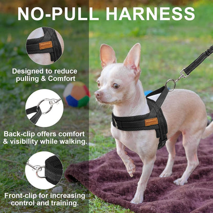 Dog Harness Medium Sized and Leash Set, No Pull Step in Pet Vest
