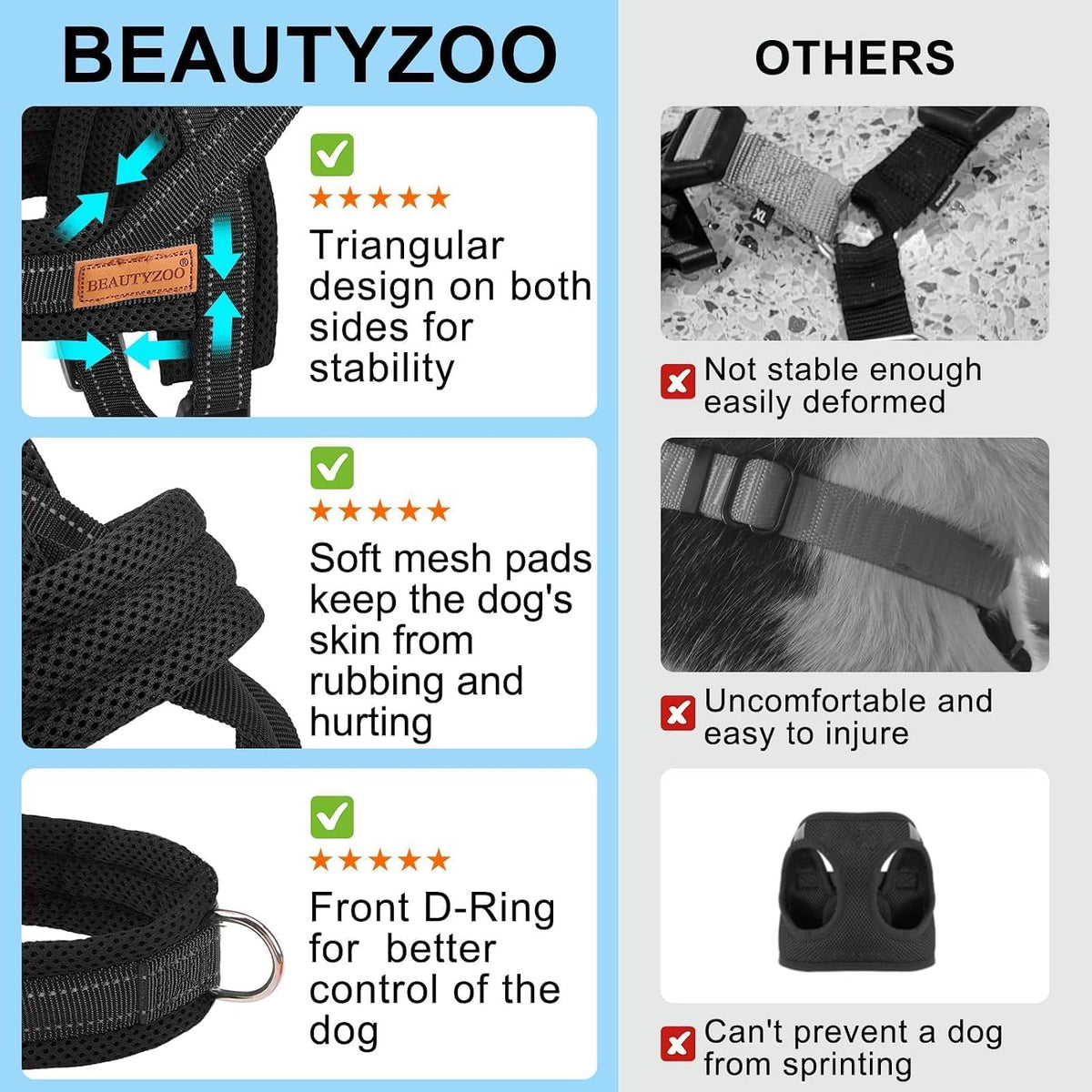 Dog Harness Medium Sized and Leash Set, No Pull Step in Pet Vest