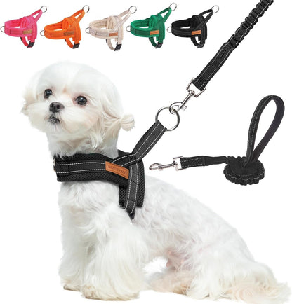 Dog Harness Medium Sized and Leash Set, No Pull Step in Pet Vest