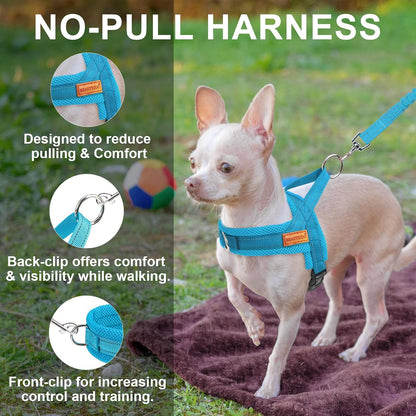 Dog Harness Medium Sized and Leash Set, No Pull Step in Pet Vest